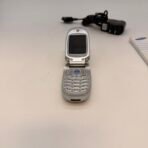 Vintage Samsung SGH-X426 Flip Phone Silver w/ OEM Charger Manual Untested - Image 6