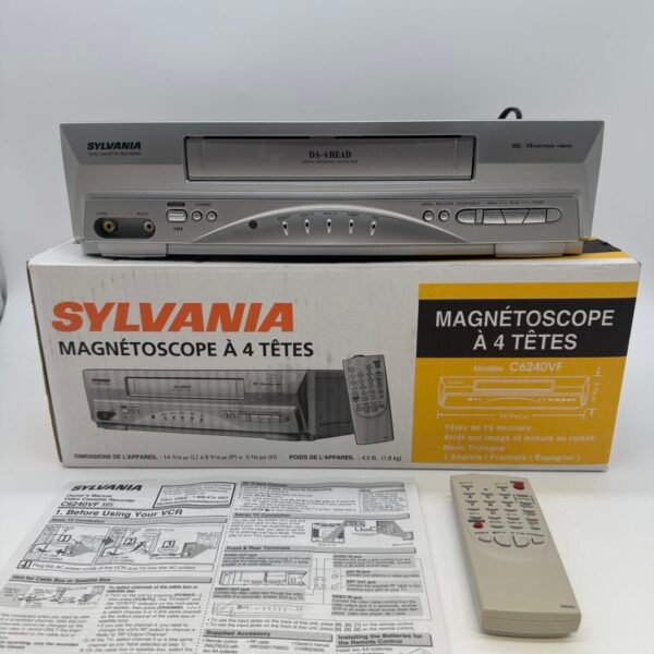 Sylvania C6240VF 4-Head VHS VCR Video Cassette Recorder w/ Remote Box Manual